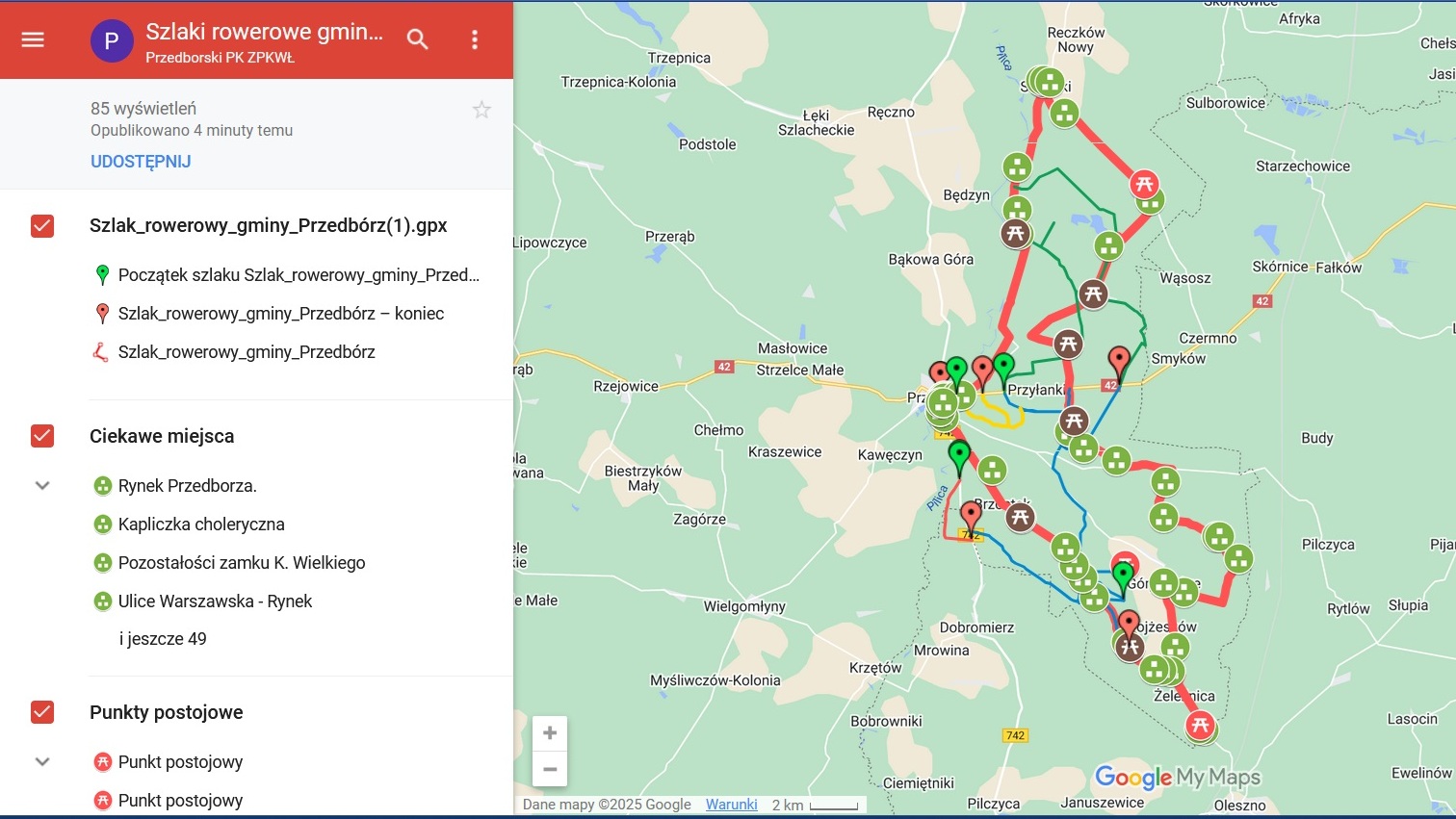 mapa szlak rowerowy